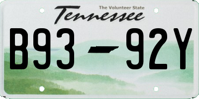 TN license plate B9392Y