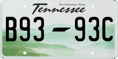 TN license plate B9393C