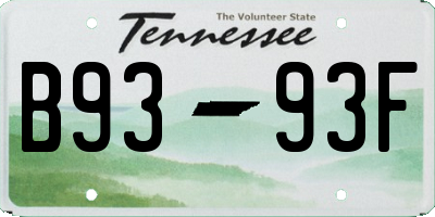 TN license plate B9393F