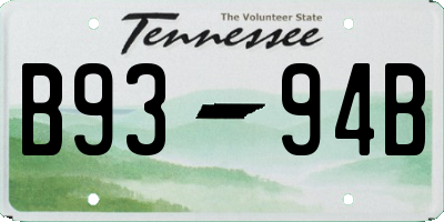 TN license plate B9394B