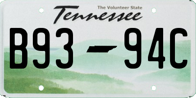 TN license plate B9394C