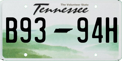 TN license plate B9394H