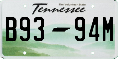 TN license plate B9394M