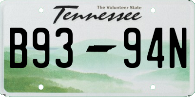 TN license plate B9394N