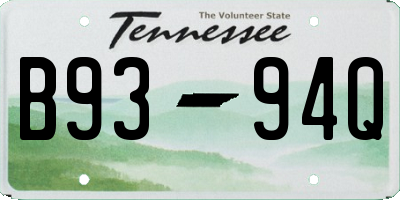TN license plate B9394Q