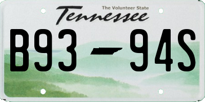 TN license plate B9394S