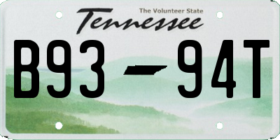 TN license plate B9394T