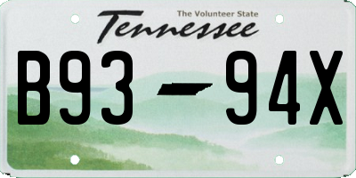 TN license plate B9394X