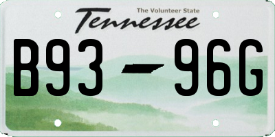 TN license plate B9396G
