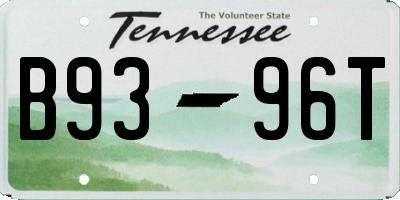 TN license plate B9396T