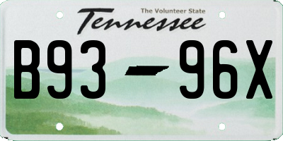 TN license plate B9396X