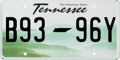 TN license plate B9396Y
