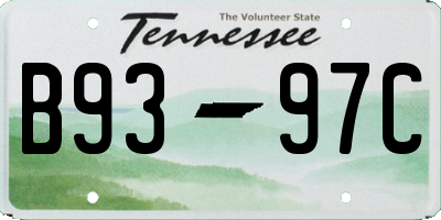 TN license plate B9397C