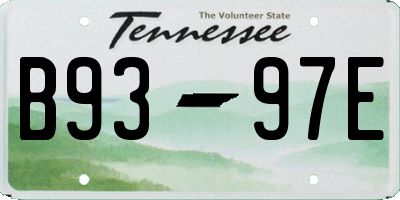 TN license plate B9397E