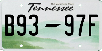 TN license plate B9397F