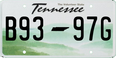 TN license plate B9397G