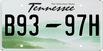 TN license plate B9397H