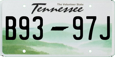 TN license plate B9397J
