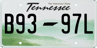 TN license plate B9397L