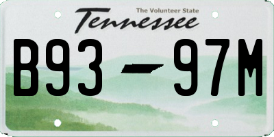 TN license plate B9397M