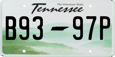 TN license plate B9397P