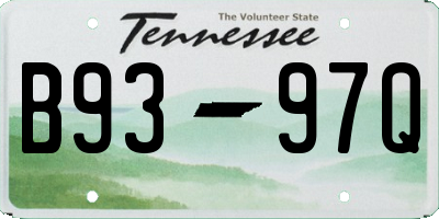 TN license plate B9397Q