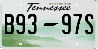 TN license plate B9397S