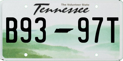 TN license plate B9397T