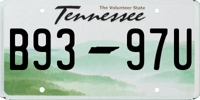 TN license plate B9397U