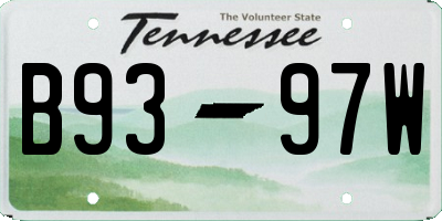 TN license plate B9397W