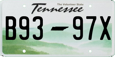 TN license plate B9397X