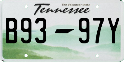 TN license plate B9397Y