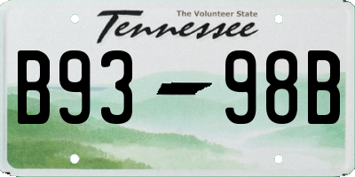 TN license plate B9398B