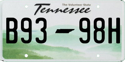 TN license plate B9398H
