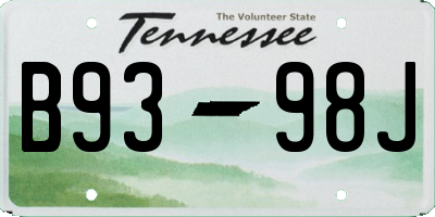 TN license plate B9398J