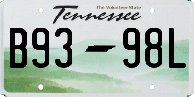 TN license plate B9398L