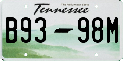 TN license plate B9398M