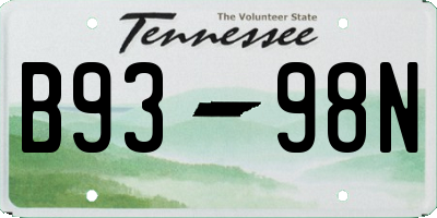 TN license plate B9398N
