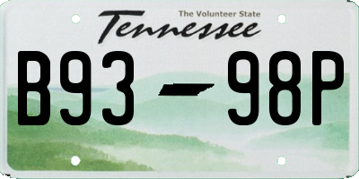 TN license plate B9398P