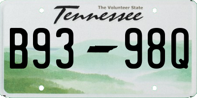 TN license plate B9398Q