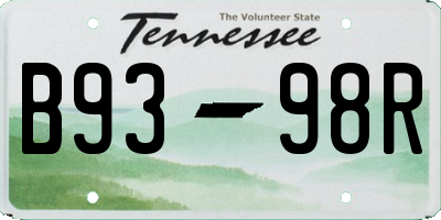 TN license plate B9398R