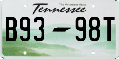 TN license plate B9398T