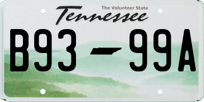 TN license plate B9399A