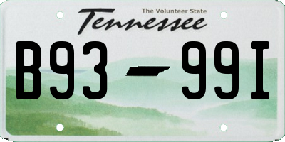 TN license plate B9399I
