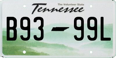 TN license plate B9399L