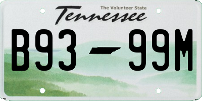 TN license plate B9399M