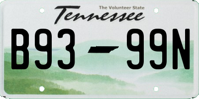 TN license plate B9399N