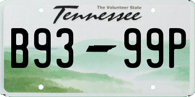 TN license plate B9399P