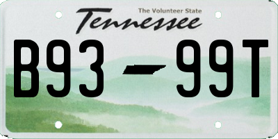 TN license plate B9399T