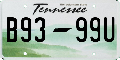 TN license plate B9399U